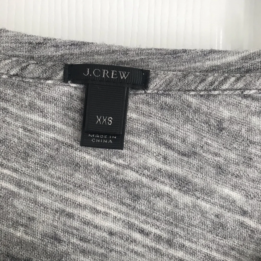 J. Crew Gray Crew Neck Embroidered Floral Top